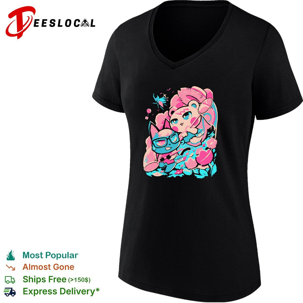 Isabelle and Raymond Animal Crossing cherry blossom flowers shirt