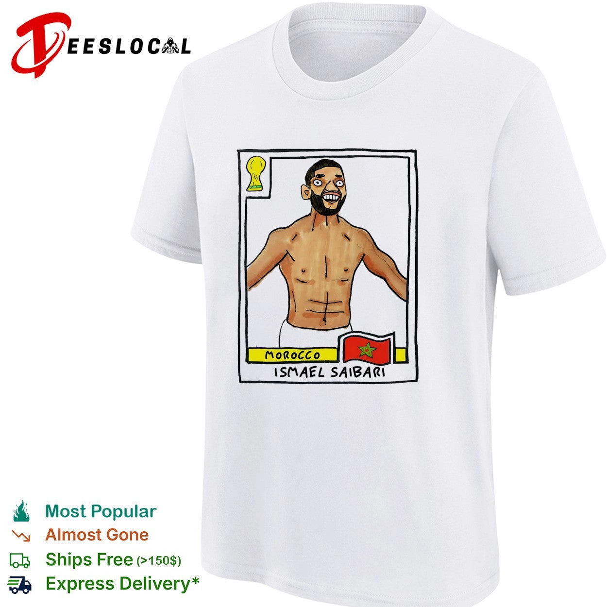 Ismael Saibari Morocco soccer player caricature collectible card shirt