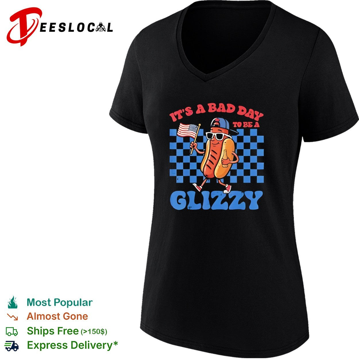 It is a bad day to be a glizzy hot dog american flag shirt