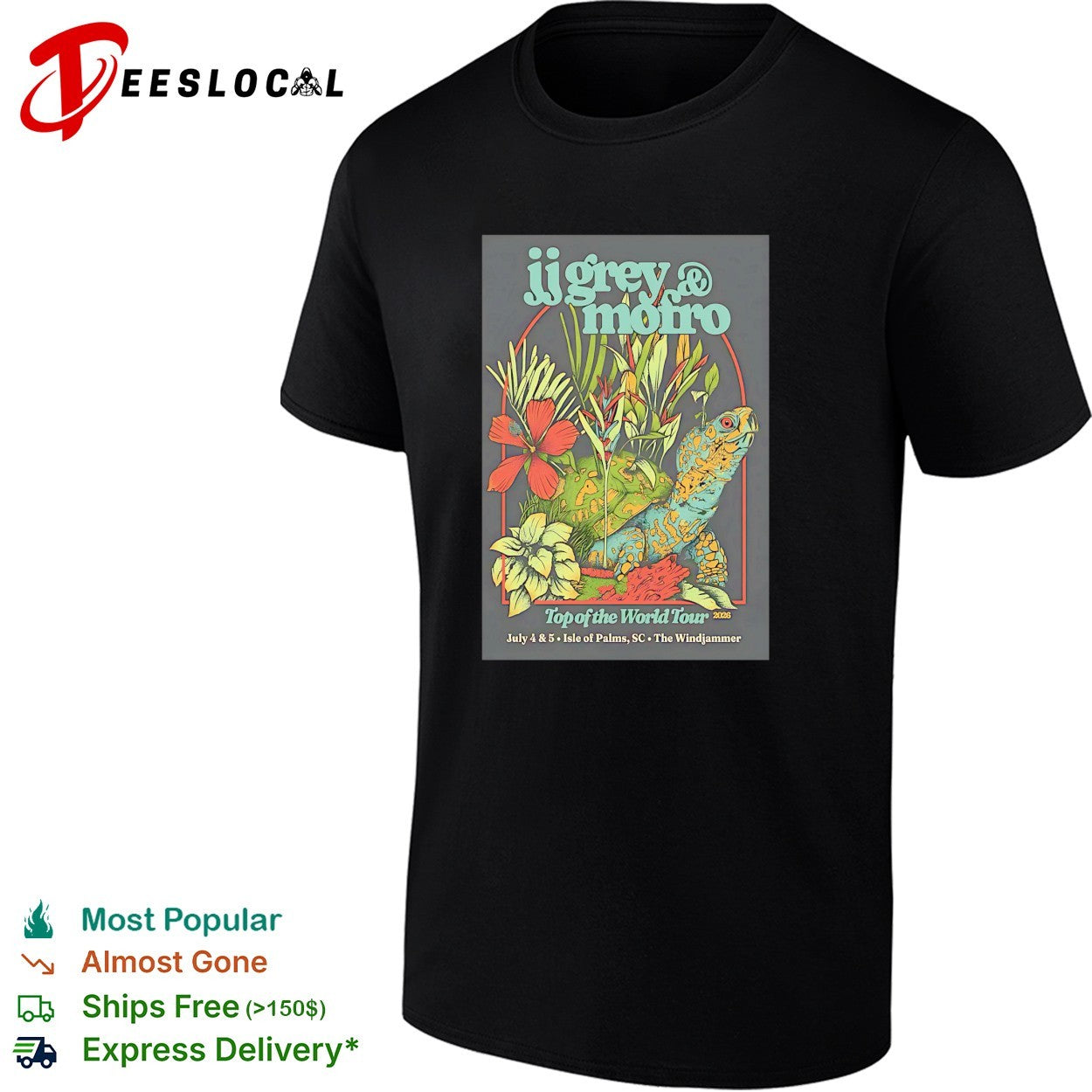JJ Grey and Mofro Top of the World Tour 2026 Isle of Palms SC turtle shirt