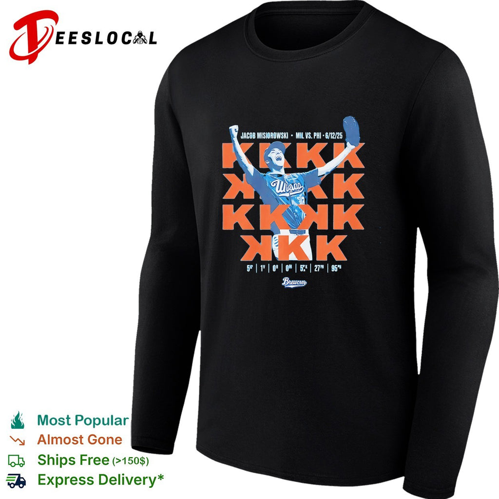 Jacob Misiorowski Milwaukee Brewers 5 strikeouts MIL vs PHI 2025 shirt