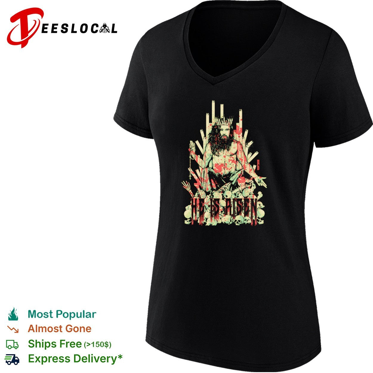 Jesus Christ skulls throne he is risen shirt