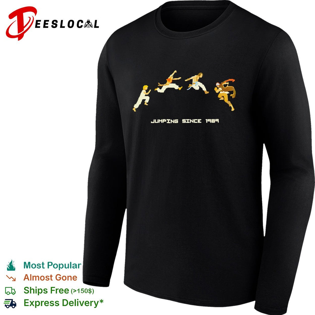 Jumping since 1989 pixel art characters shirt