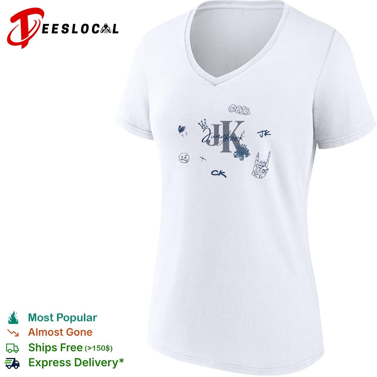 Jungkook BTS 0613 JK Crown Heart 97 Skeleton shirt