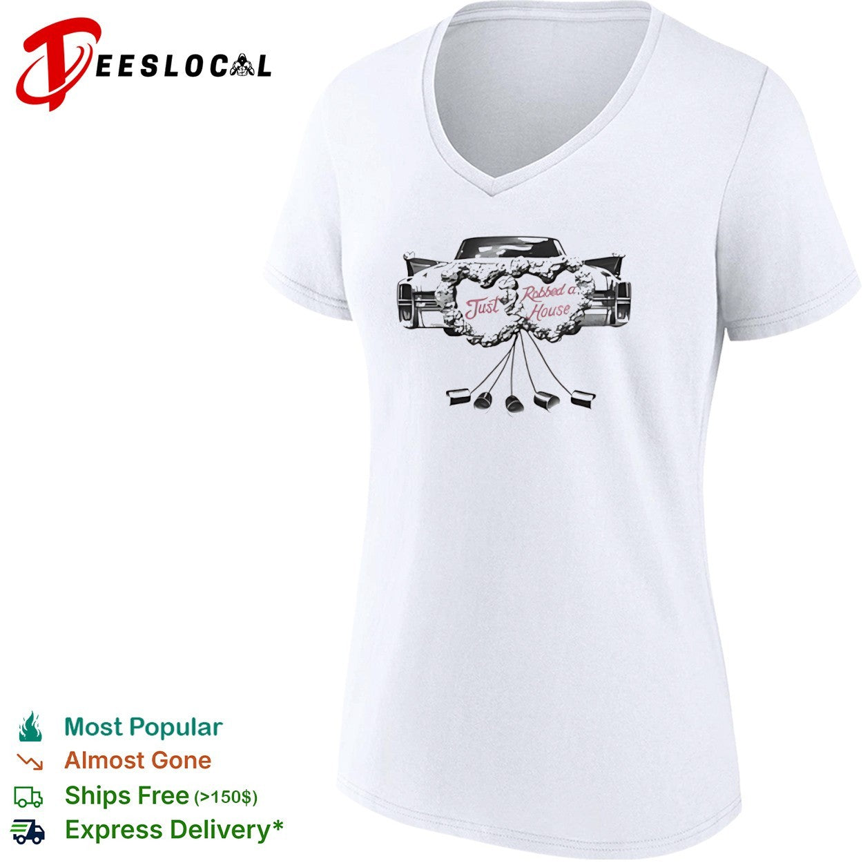 Just Robbed a House Vintage Wedding Car Tin Cans shirt