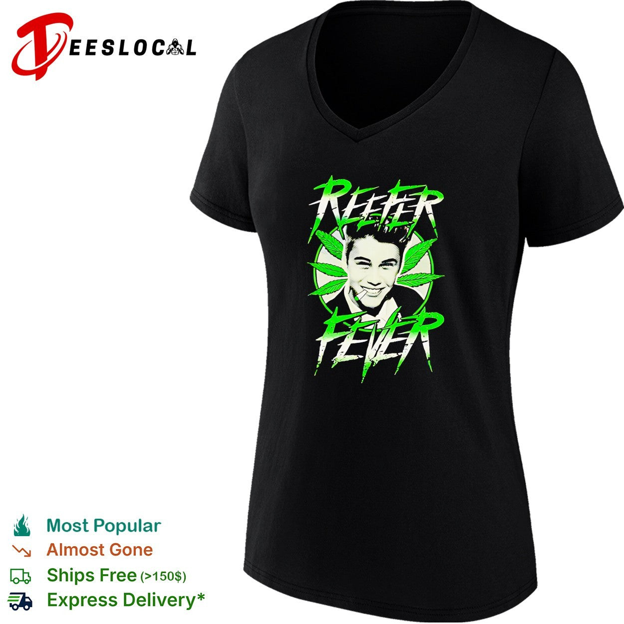 Justin Bieber Reefer Fever cannabis graphic humor shirt