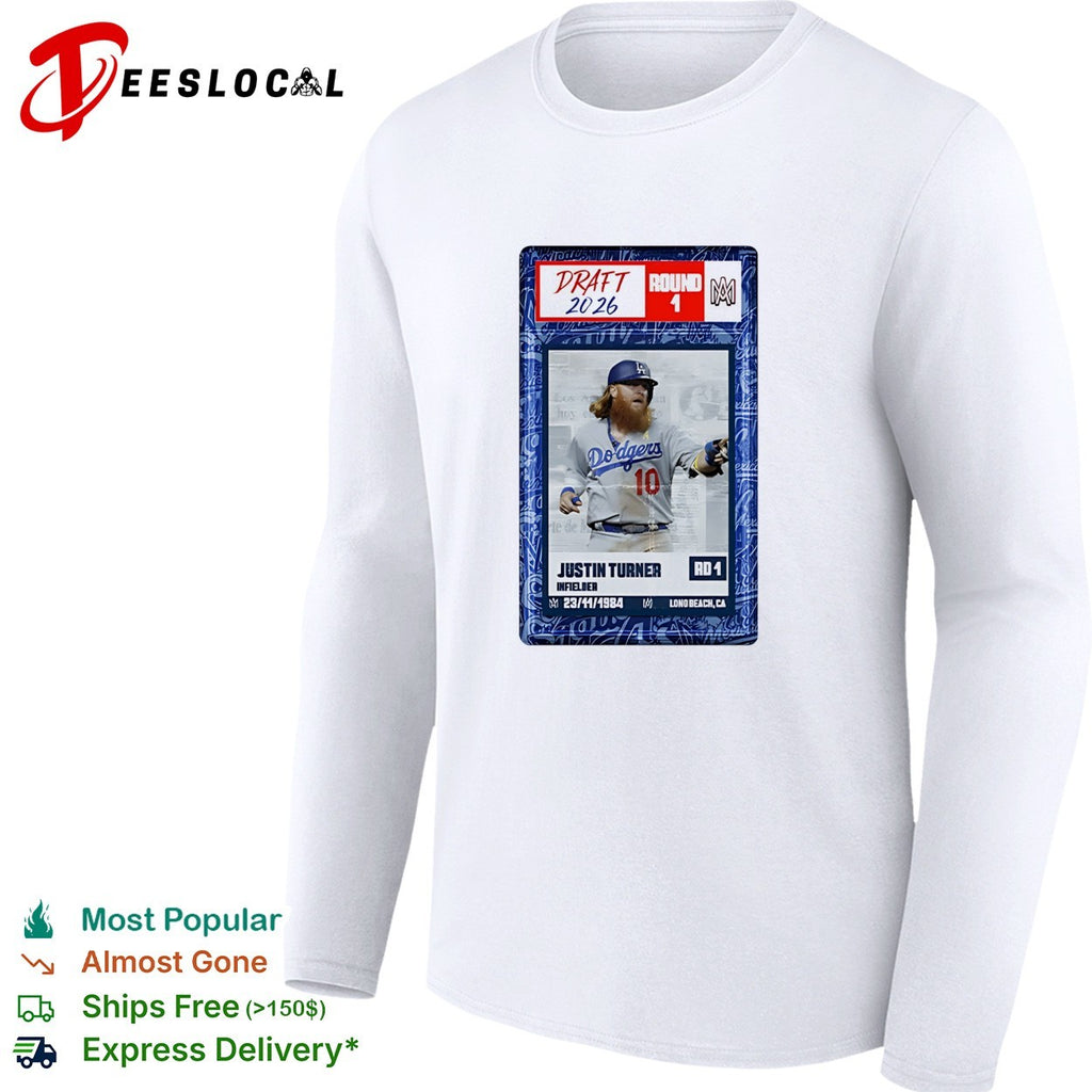 Justin Turner Los Angeles Dodgers MLB Draft 2026 Round 1 infielder trading card shirt