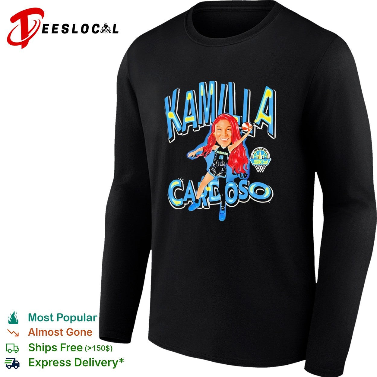 Kamilla Cardoso Chicago Sky WNBA Basketball Kamilla Cardoso Caricature Player shirt