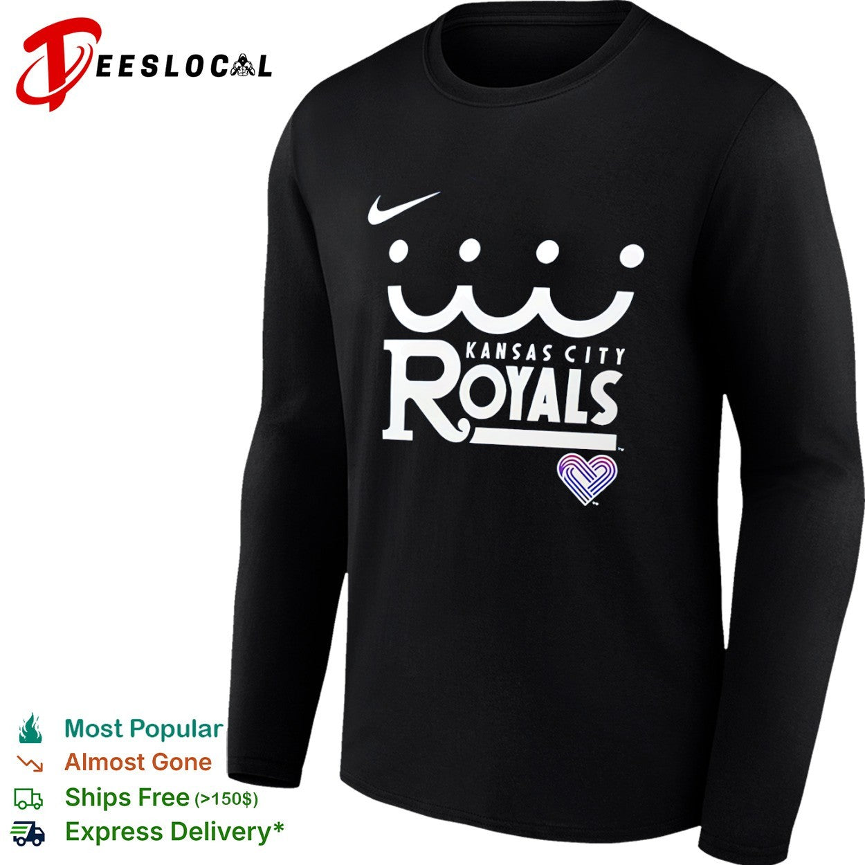 Kansas City Royals Logo and Heart MLB Shirt