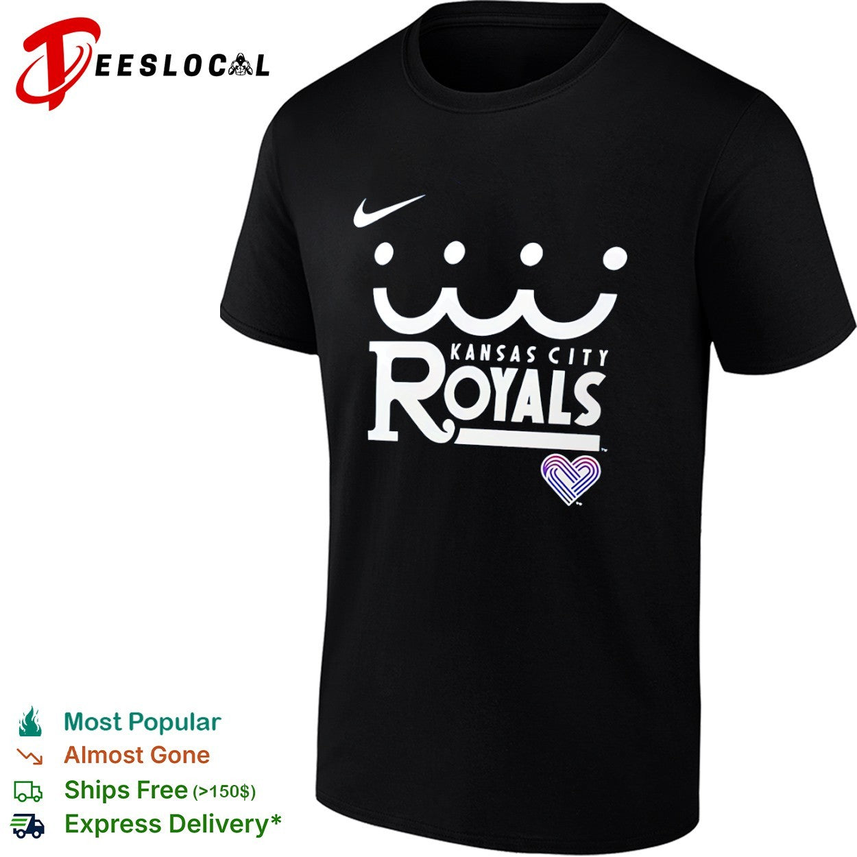 Kansas City Royals Logo and Heart MLB Shirt