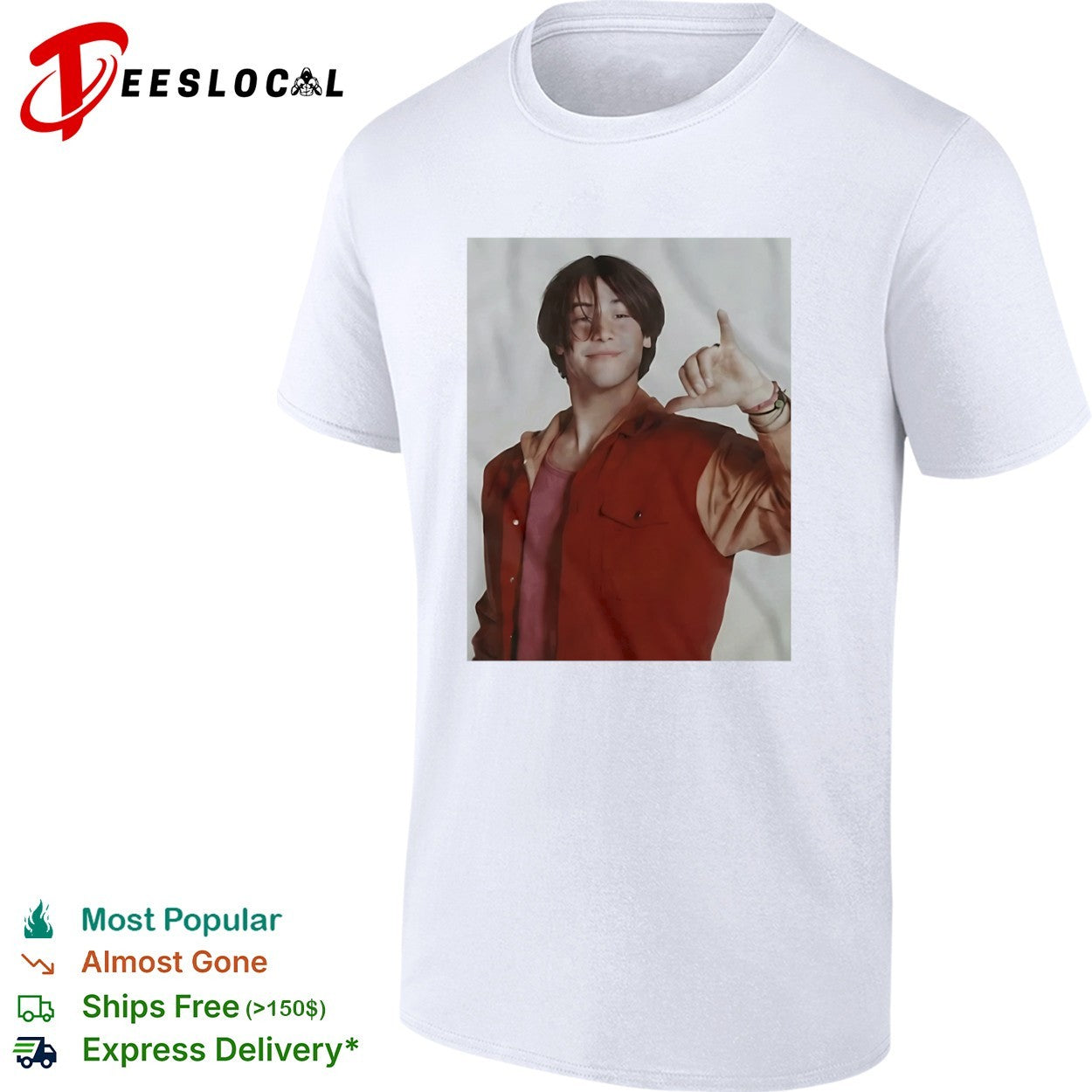 Keanu Reeves Hang Loose 90s shirt