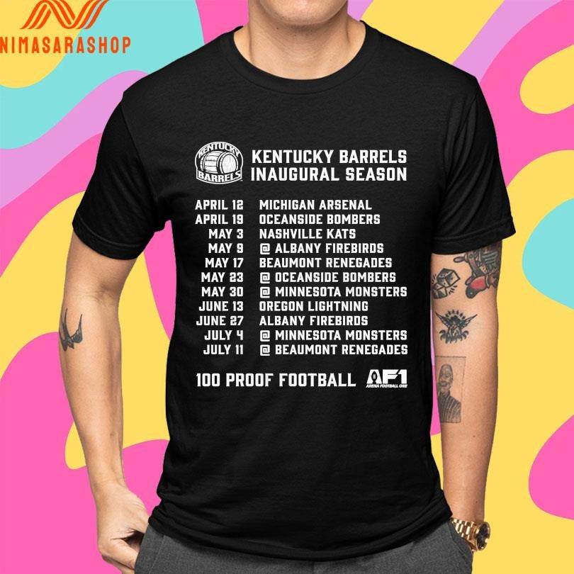 Kentucky Barrels Inaugural Season 100 Proof Football Shirts
