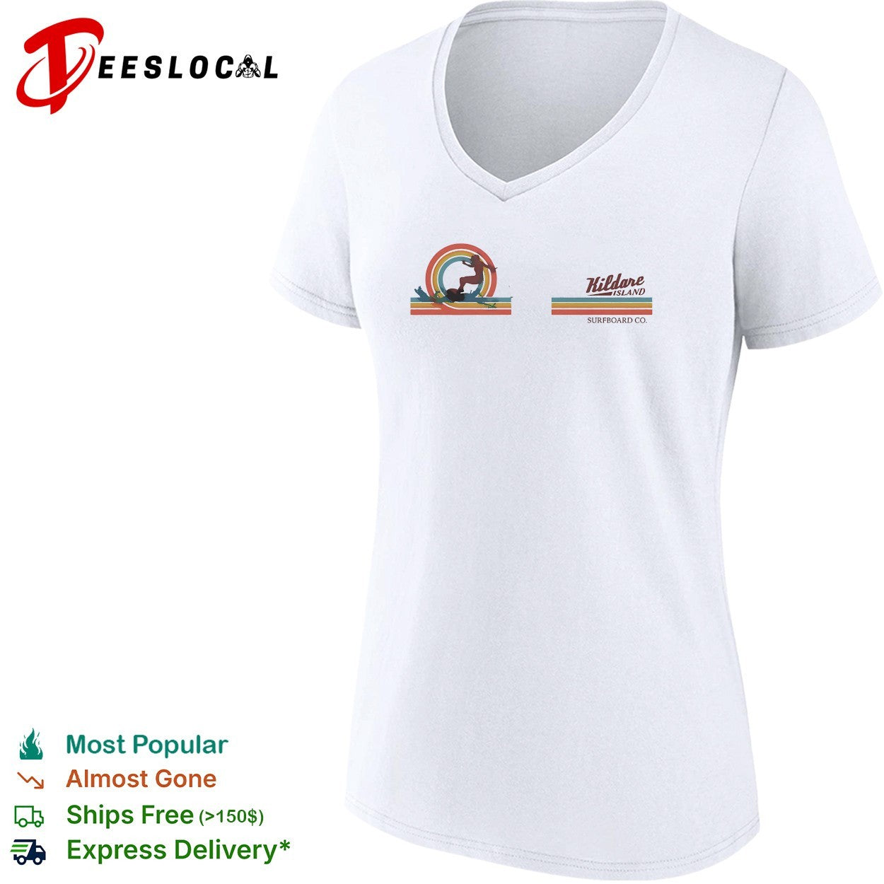 Kildare Island Surfboard Co surfer rainbow vintage shirt