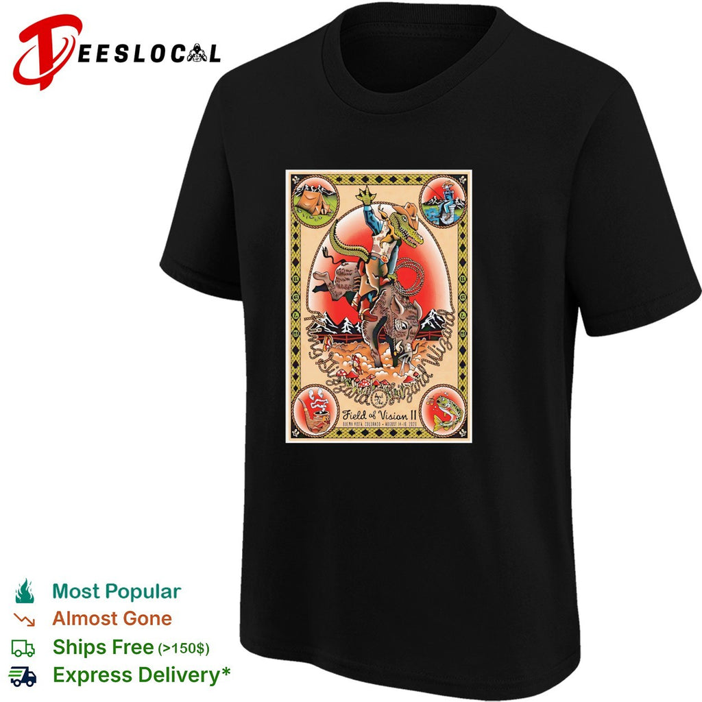 King Gizzard and the Lizard Wizard crocodile cowboy riding boar Field of Vision II 2026 shirt