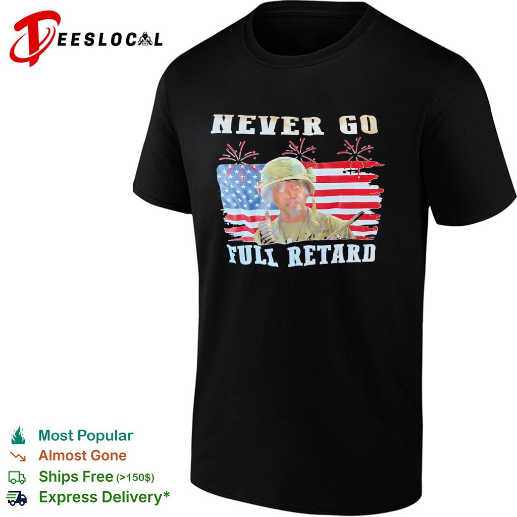 Kirk Lazarus Tropic Thunder never go full retard US flag shirt