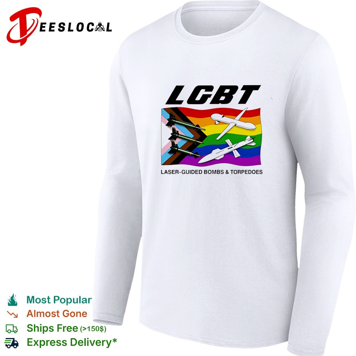LGBT laser guided bombs and torpedoes pride flag military shirt