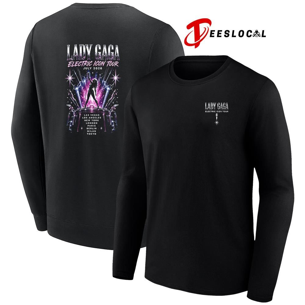 Lady Gaga Electric Icon tour cities graphic shirt