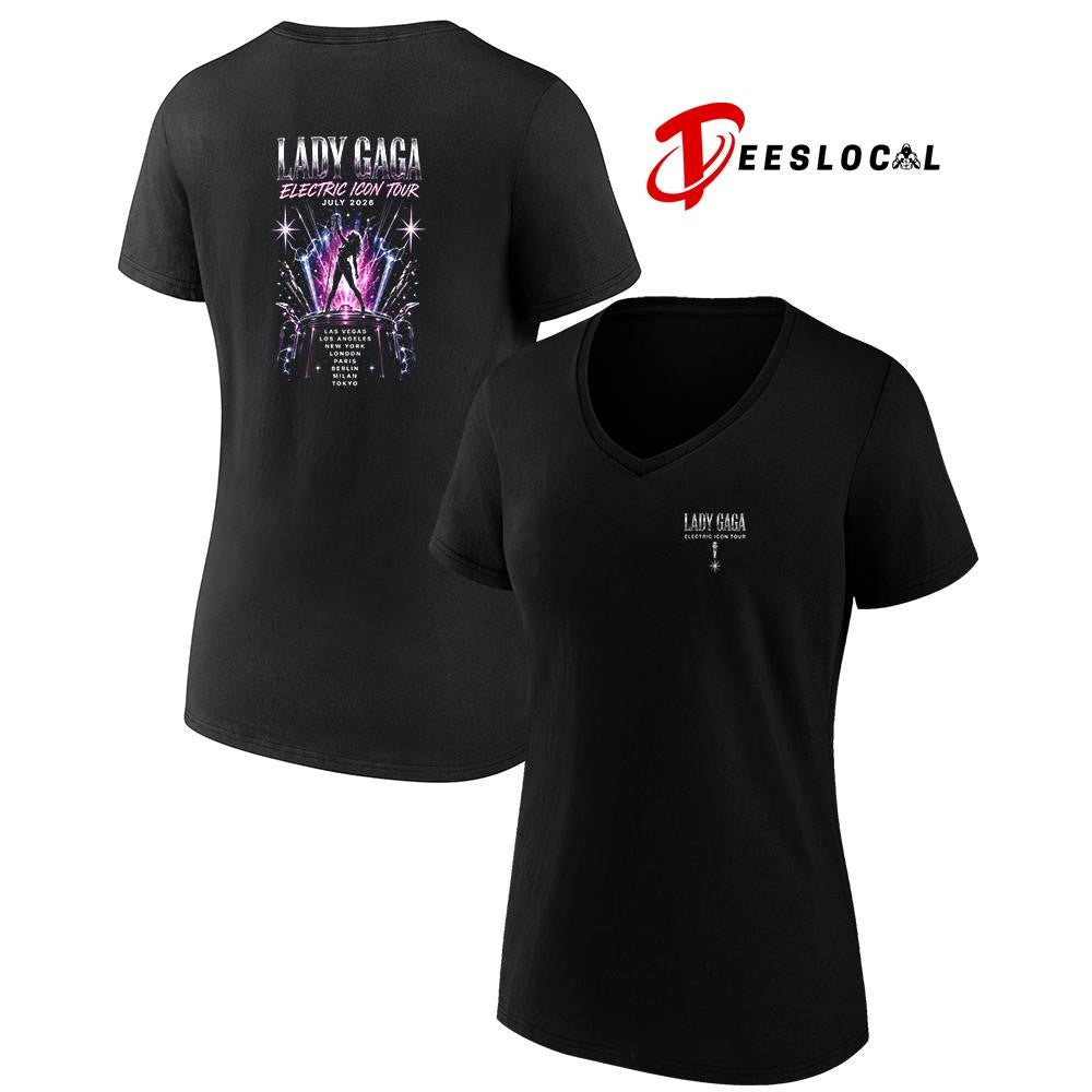 Lady Gaga Electric Icon tour cities graphic shirt