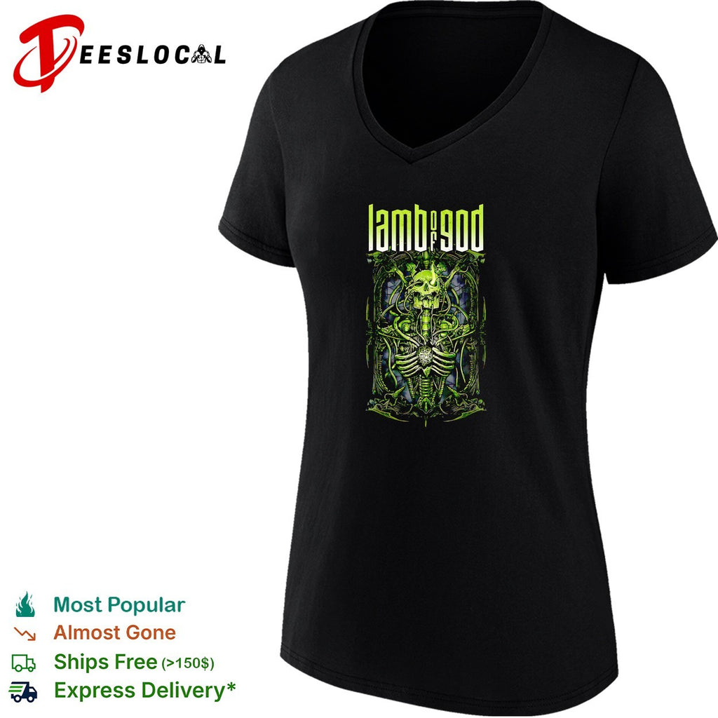 Lamb of God biomechanical skeleton toxic skull band shirt