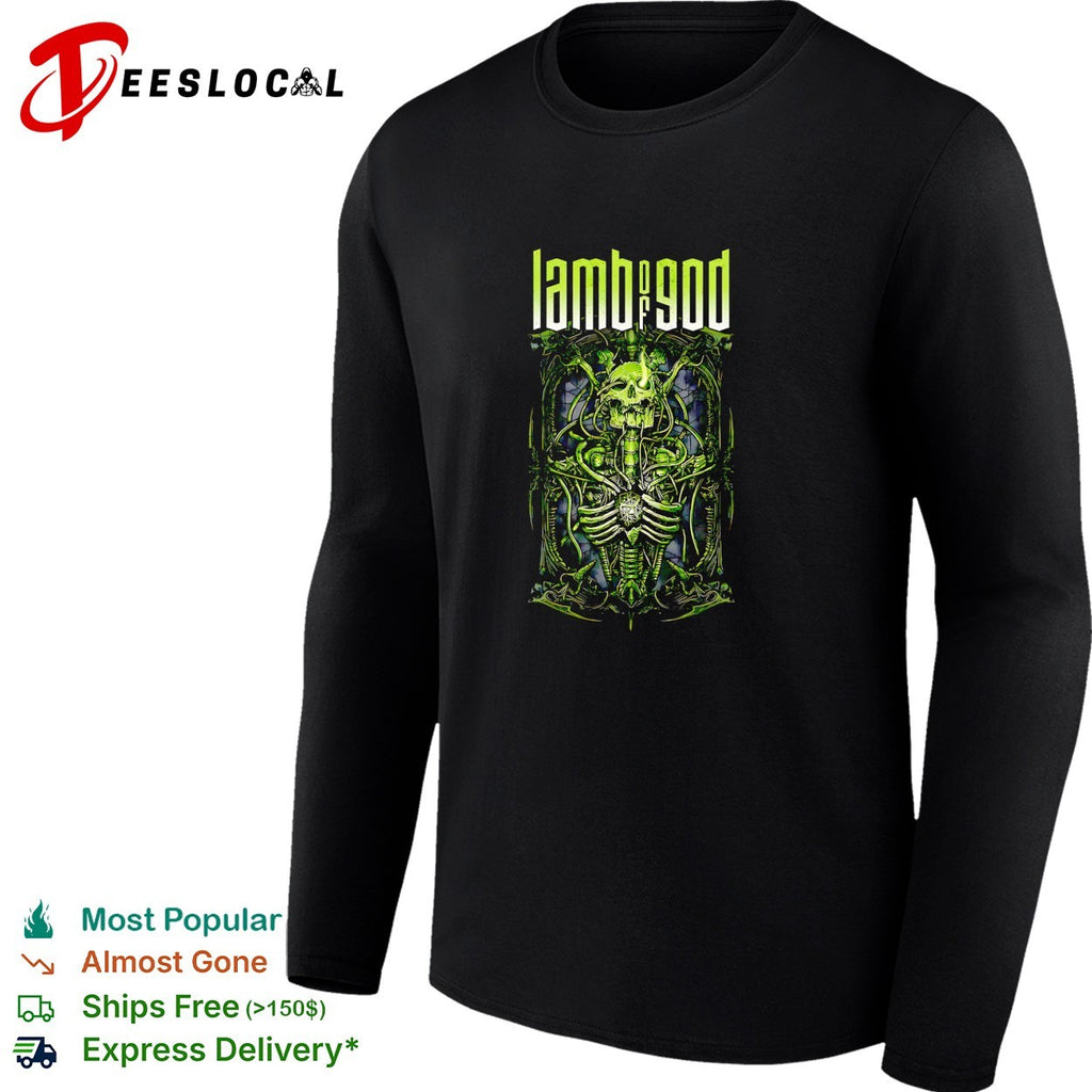 Lamb of God biomechanical skeleton toxic skull band shirt