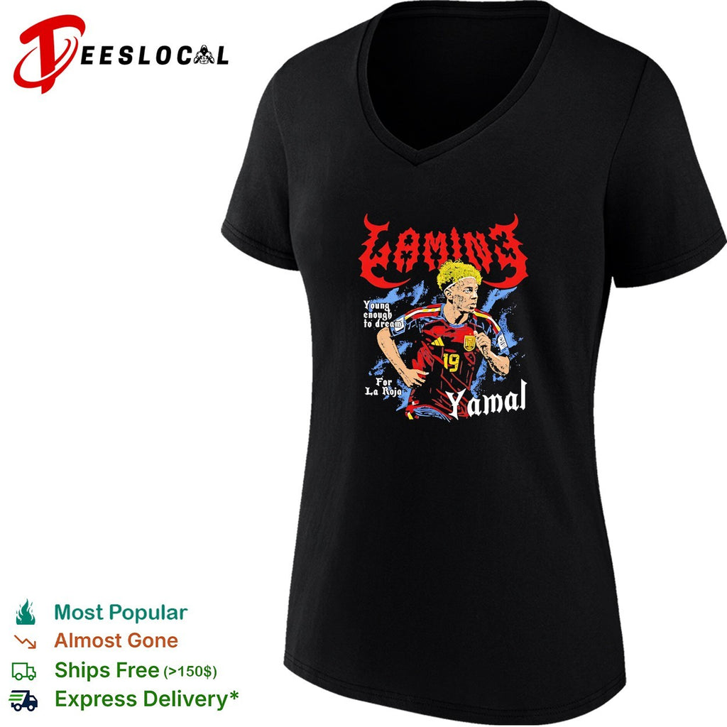 Lamine Yamal Spain La Roja 19 young enough to dream heavy metal lettering shirt