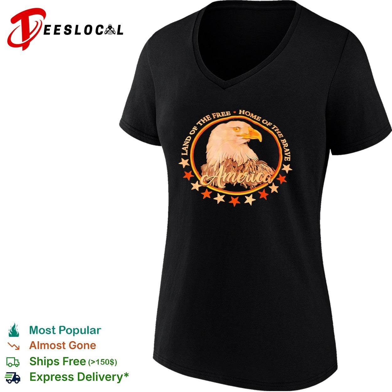 Land of the Free Home of the Brave America Bald Eagle shirt