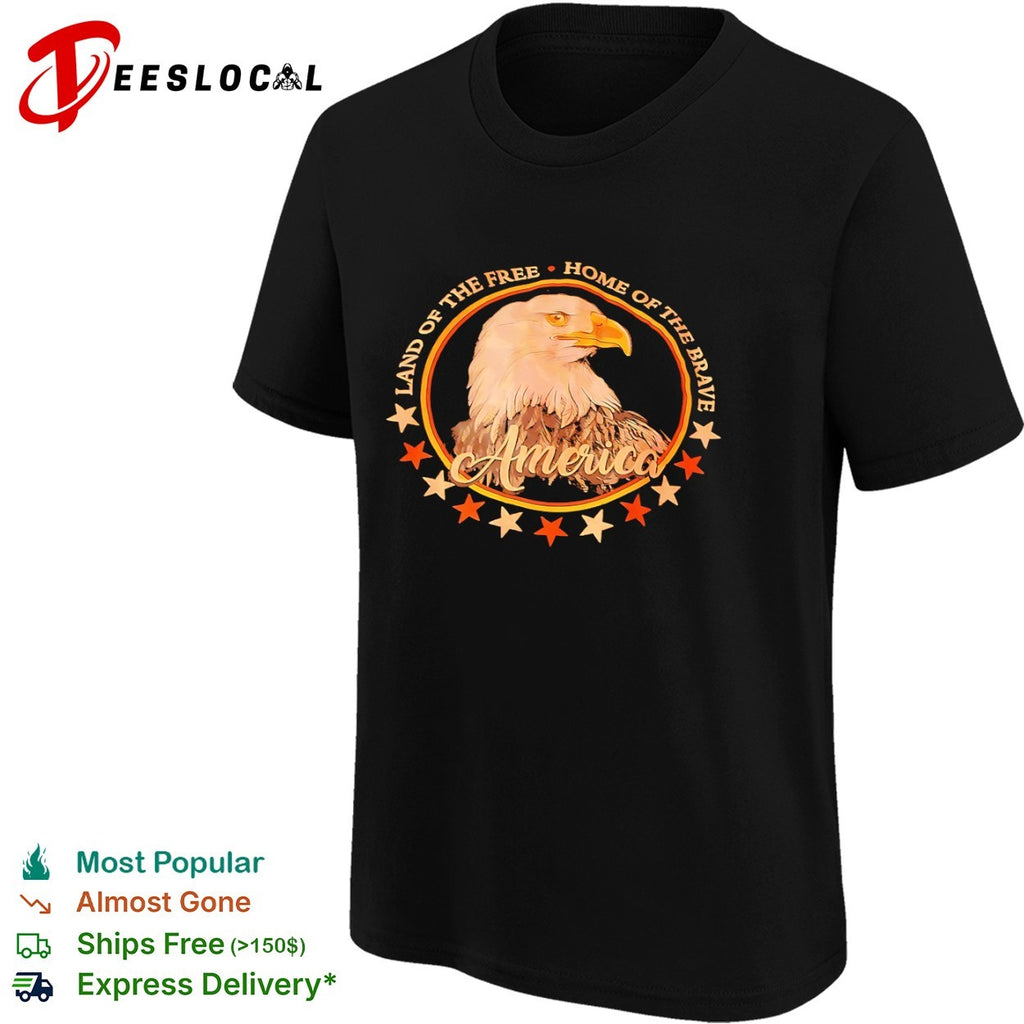 Land of the Free Home of the Brave America Bald Eagle shirt