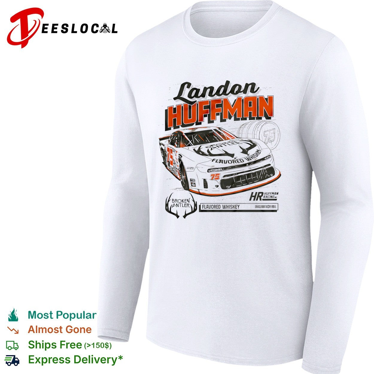 Landon Huffman Broken Antler Flavored Whiskey 75 Huffman Racing Grassroots Global shirt