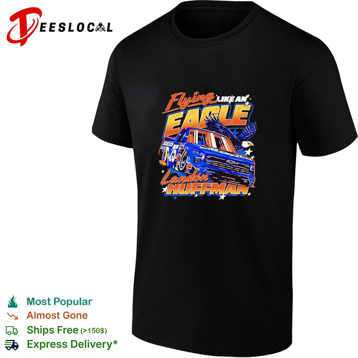 Landon Huffman flying like an eagle NASCAR truck 75 bald eagle shirt