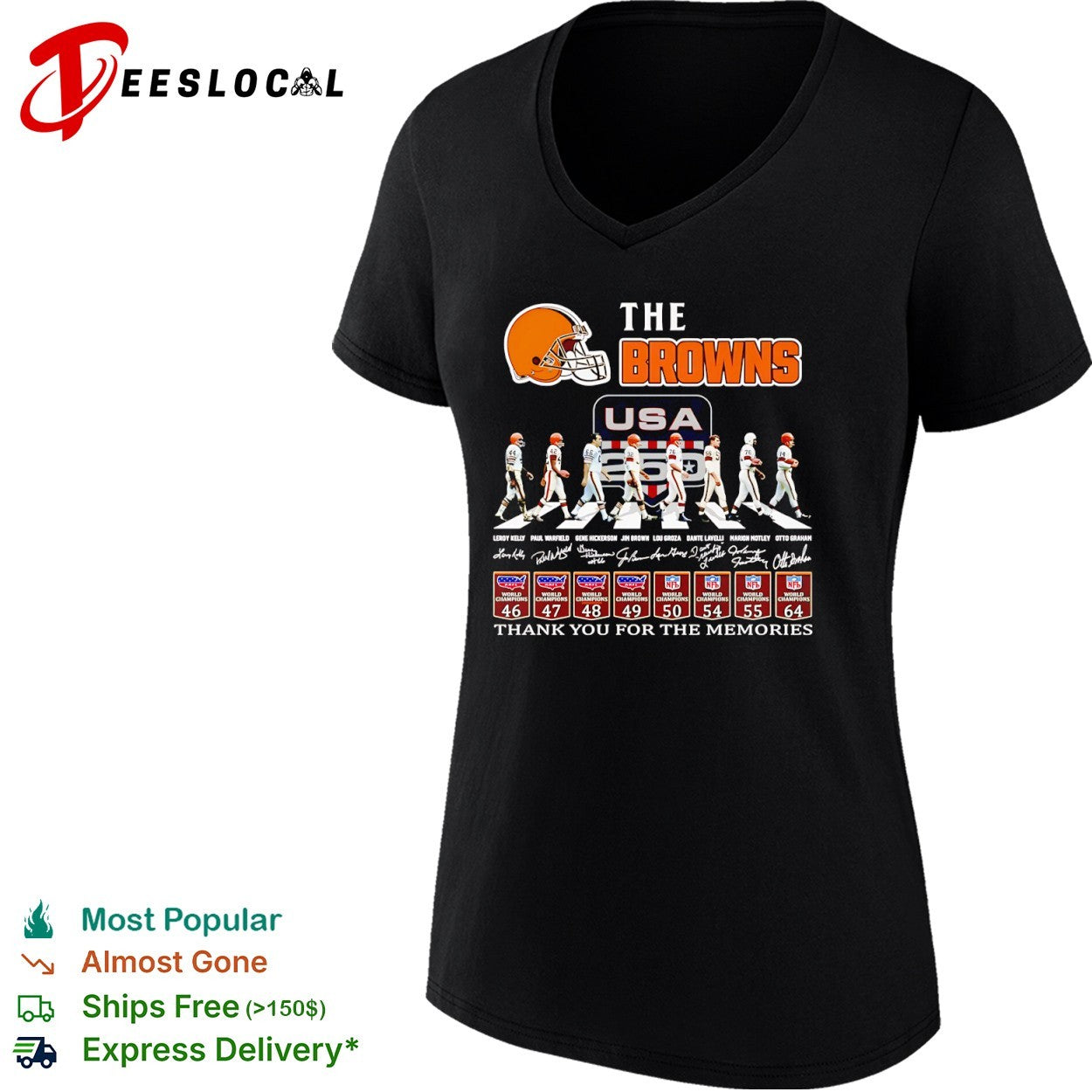 Leroy Kelly Paul Warfield Gene Hickerson Jim Brown Lou Groza Dante Lavelli The Browns shirt