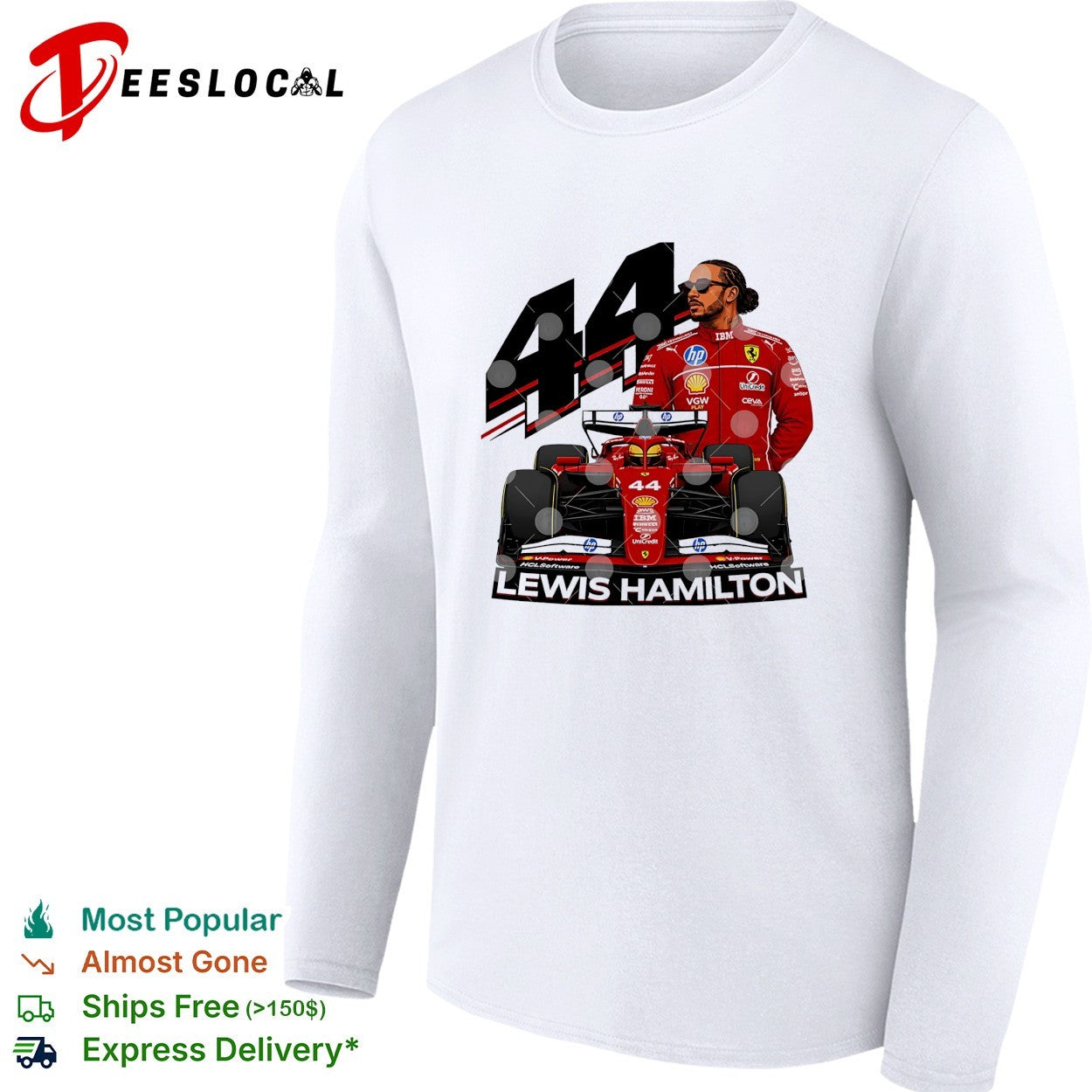 Lewis Hamilton Ferrari F1 number 44 shirt