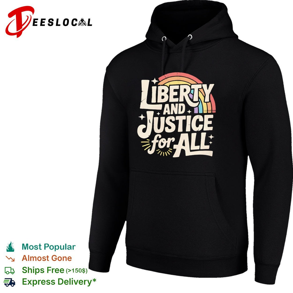 Liberty and Justice for All with Rainbow shirt