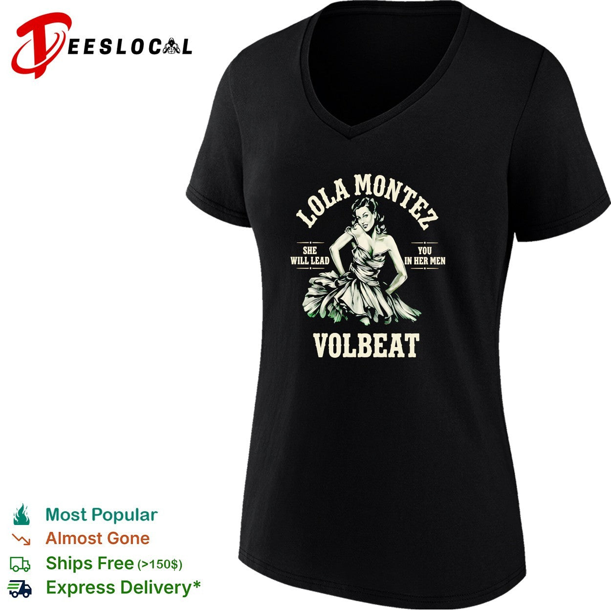 Lola Montez Volbeat pin up band shirt