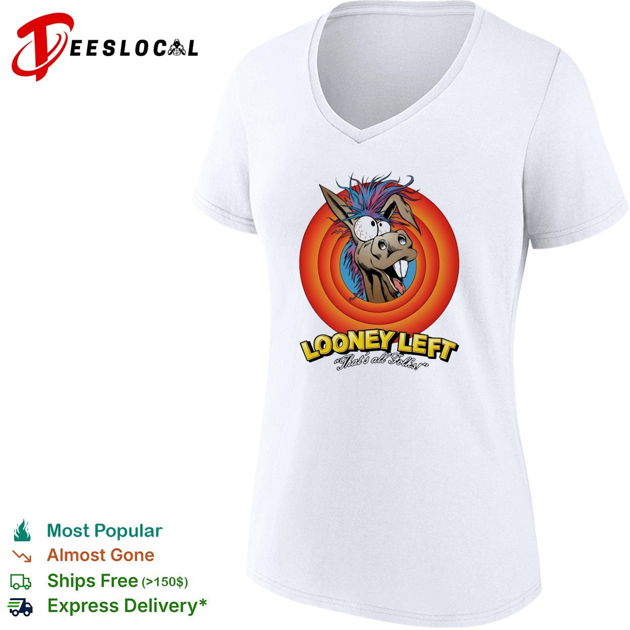 Looney Left that’s all folks crazy donkey cartoon shirt