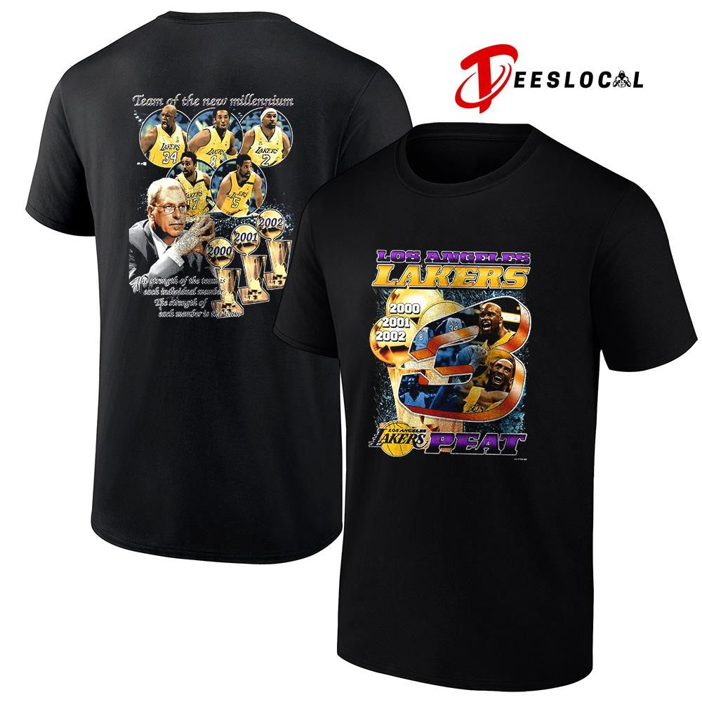 Los Angeles Lakers Kobe Bryant x Shaquille O’Neal 3 peat team of the new millennium shirt