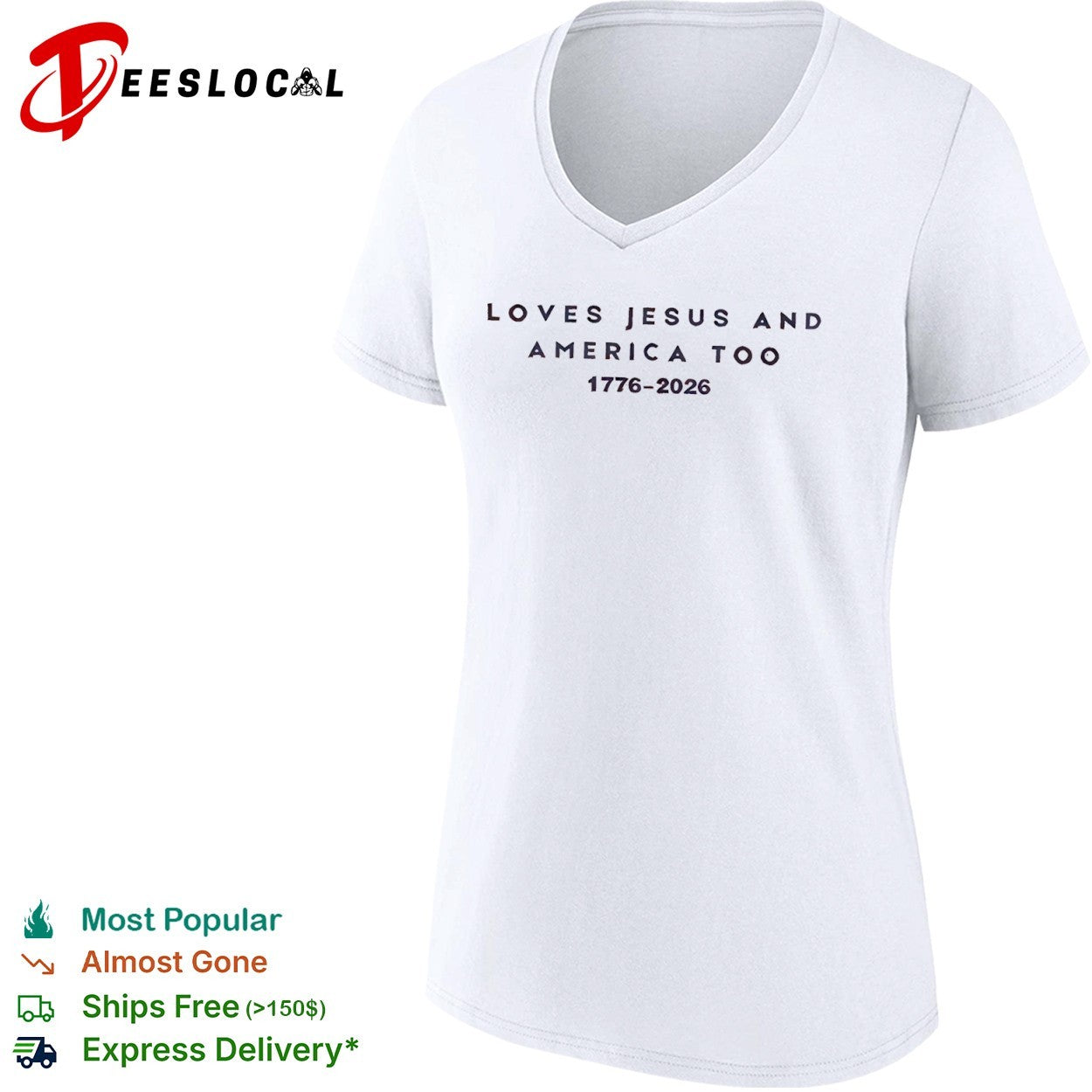 Loves Jesus and America too 1776 2026 faith patriotic christianity freedom shirt