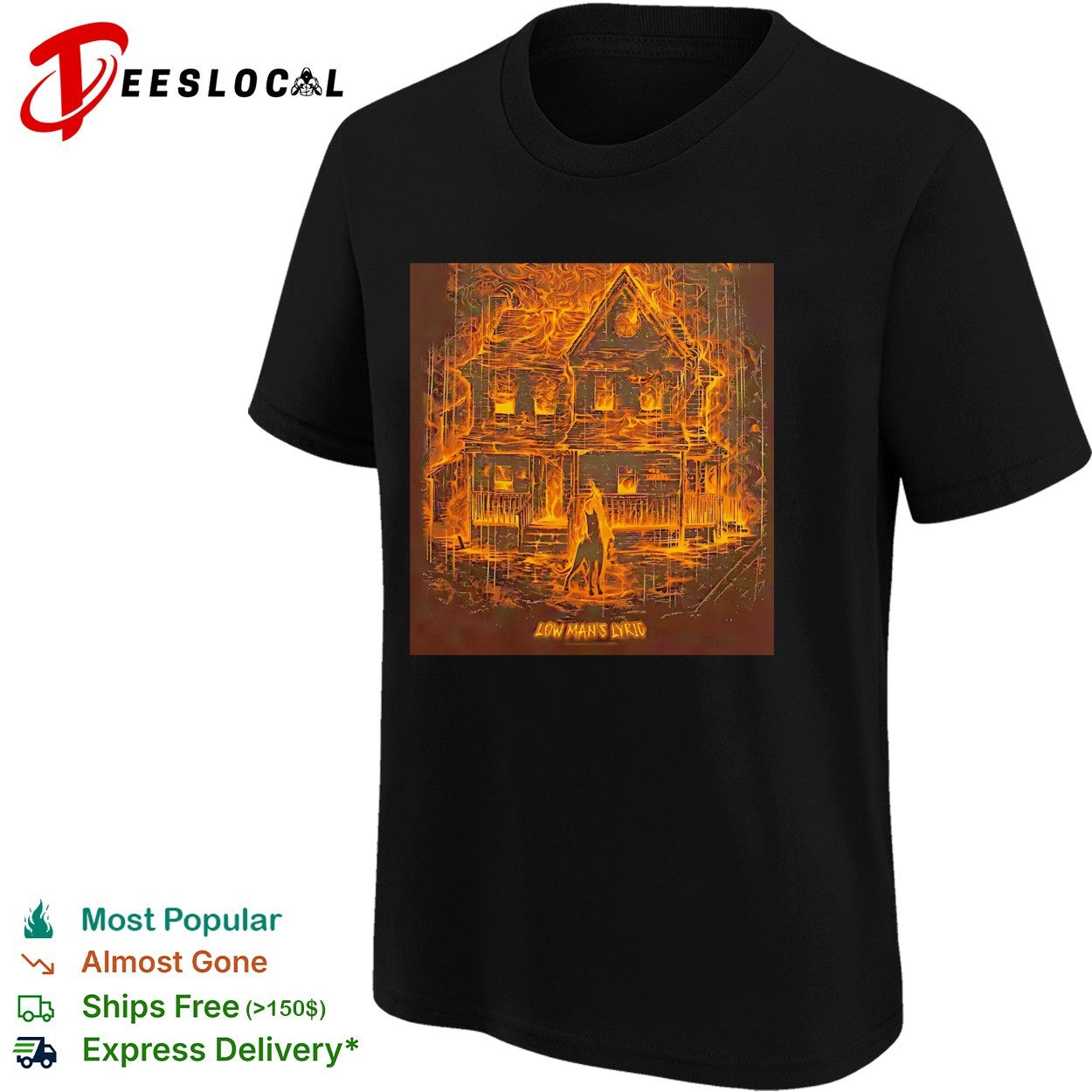 Low man’s lyric burning house horse shirt