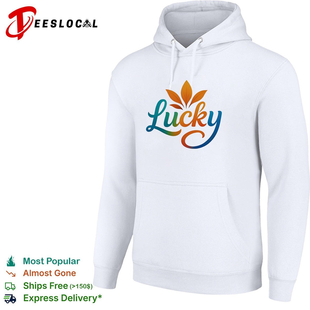 Lucky typography with leaves shirt