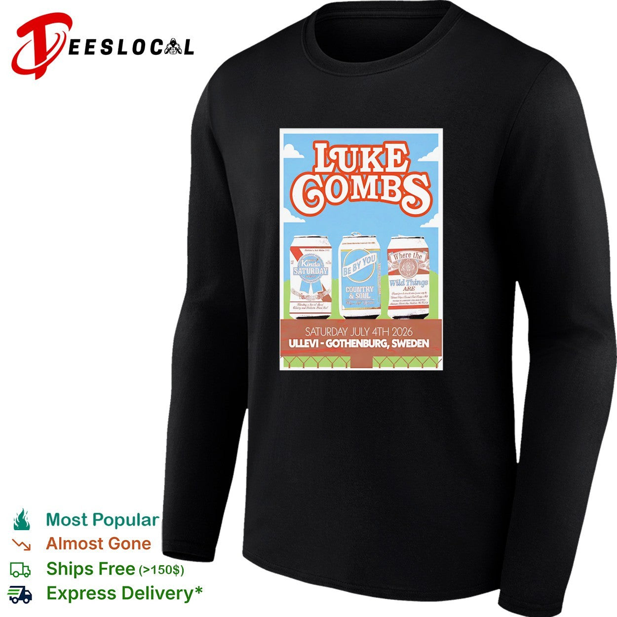 Luke Combs Gothenburg, Sweden Jul 4 2026 poster shirt