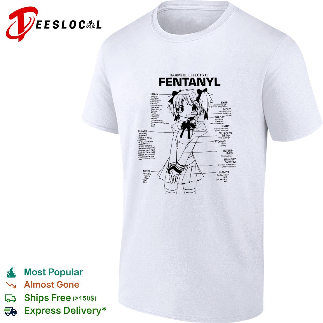 Madoka Kaname Harmful Effects of Fentanyl Anatomy Educational Anime shirt