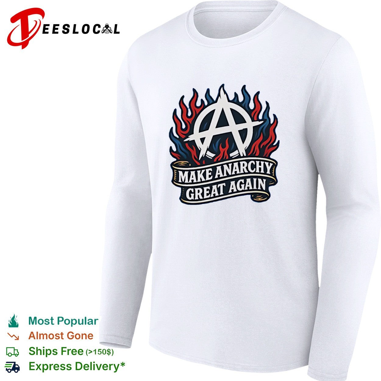 Make Anarchy Great Again anarchy symbol flames shirt