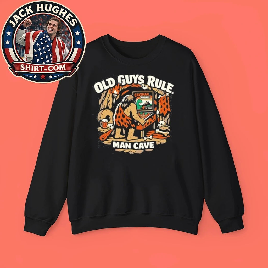 Man Cave Chocolate Old Guys Rule Shed Graphic T-Shirt