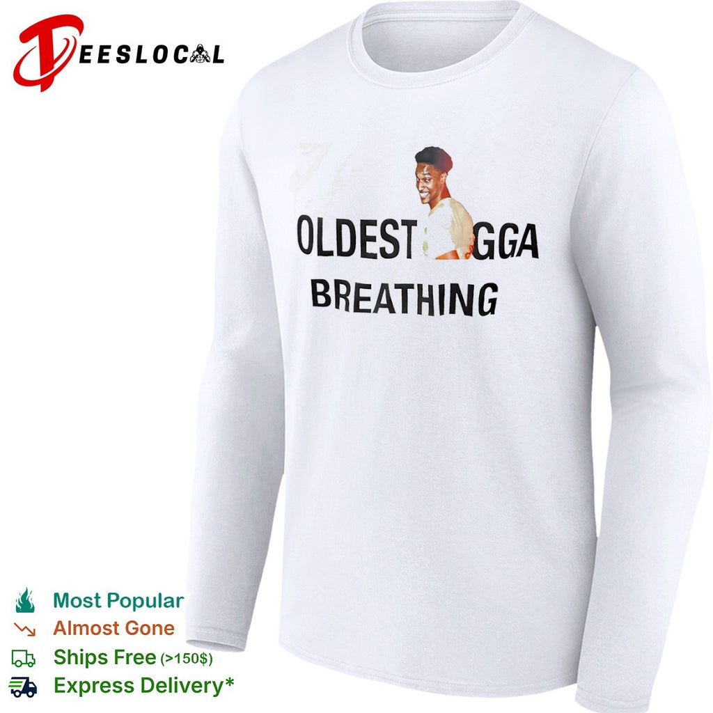 Man smiling oldest breathing shirt