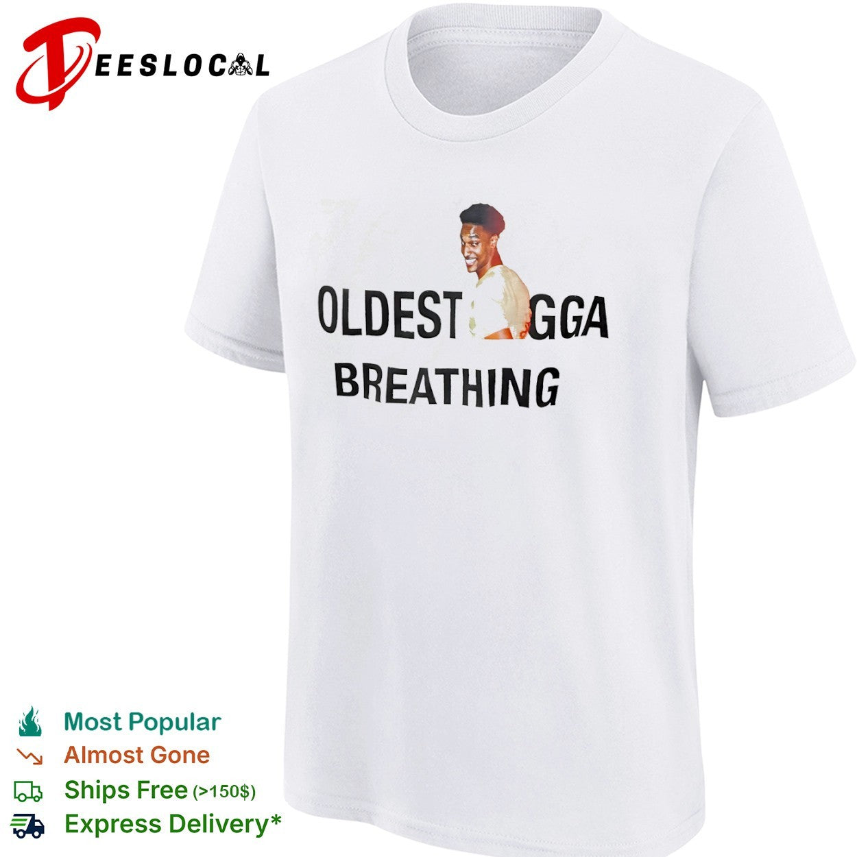 Man smiling oldest breathing shirt