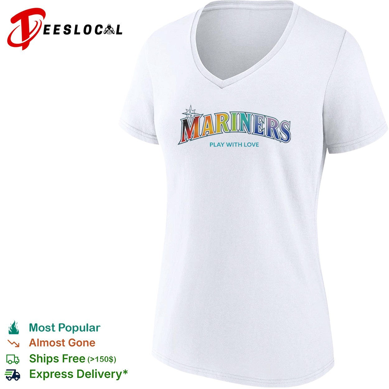 Mariners Play with Love Seattle Mariners MLB Baseball Rainbow Pride shirt