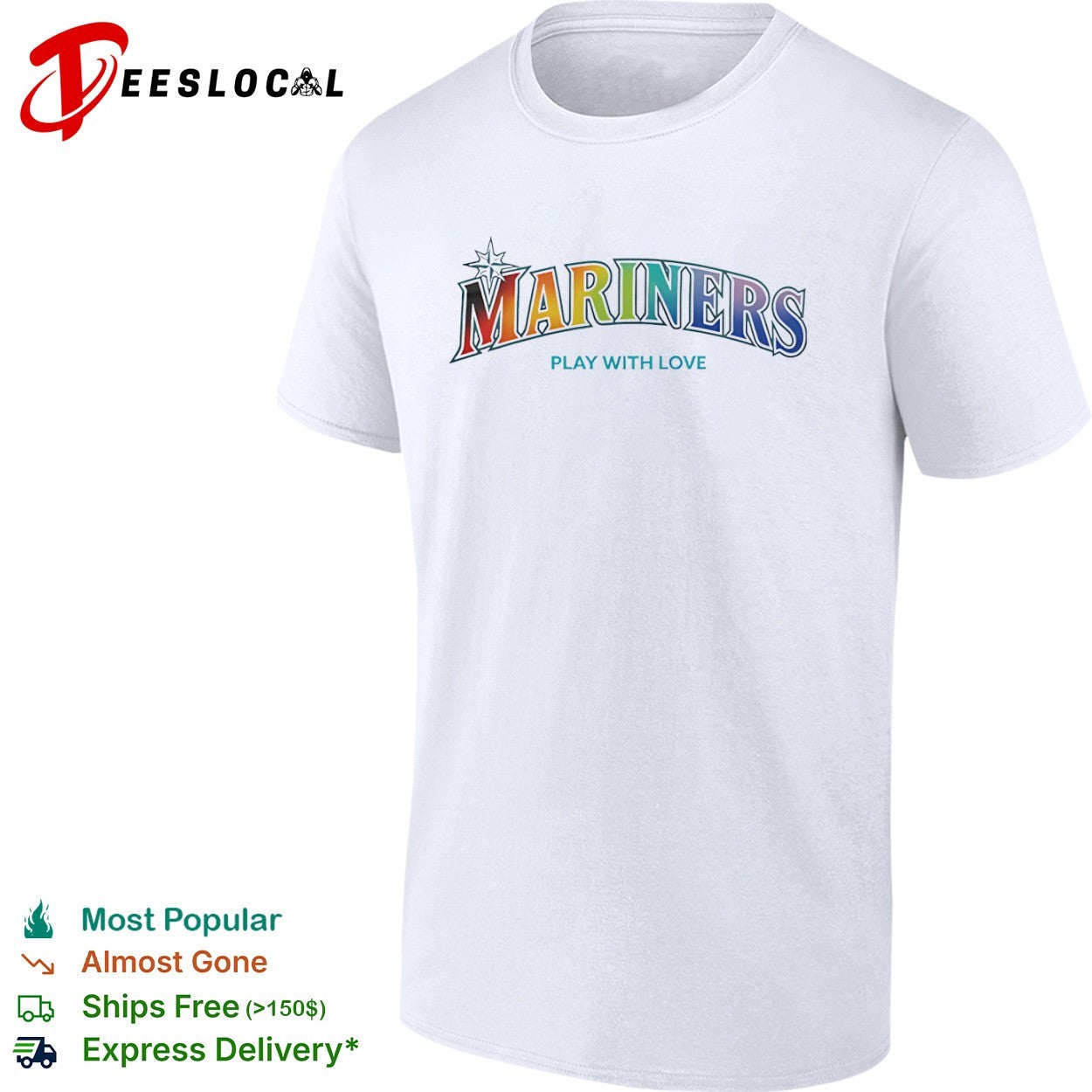 Mariners Play with Love Seattle Mariners MLB Baseball Rainbow Pride shirt