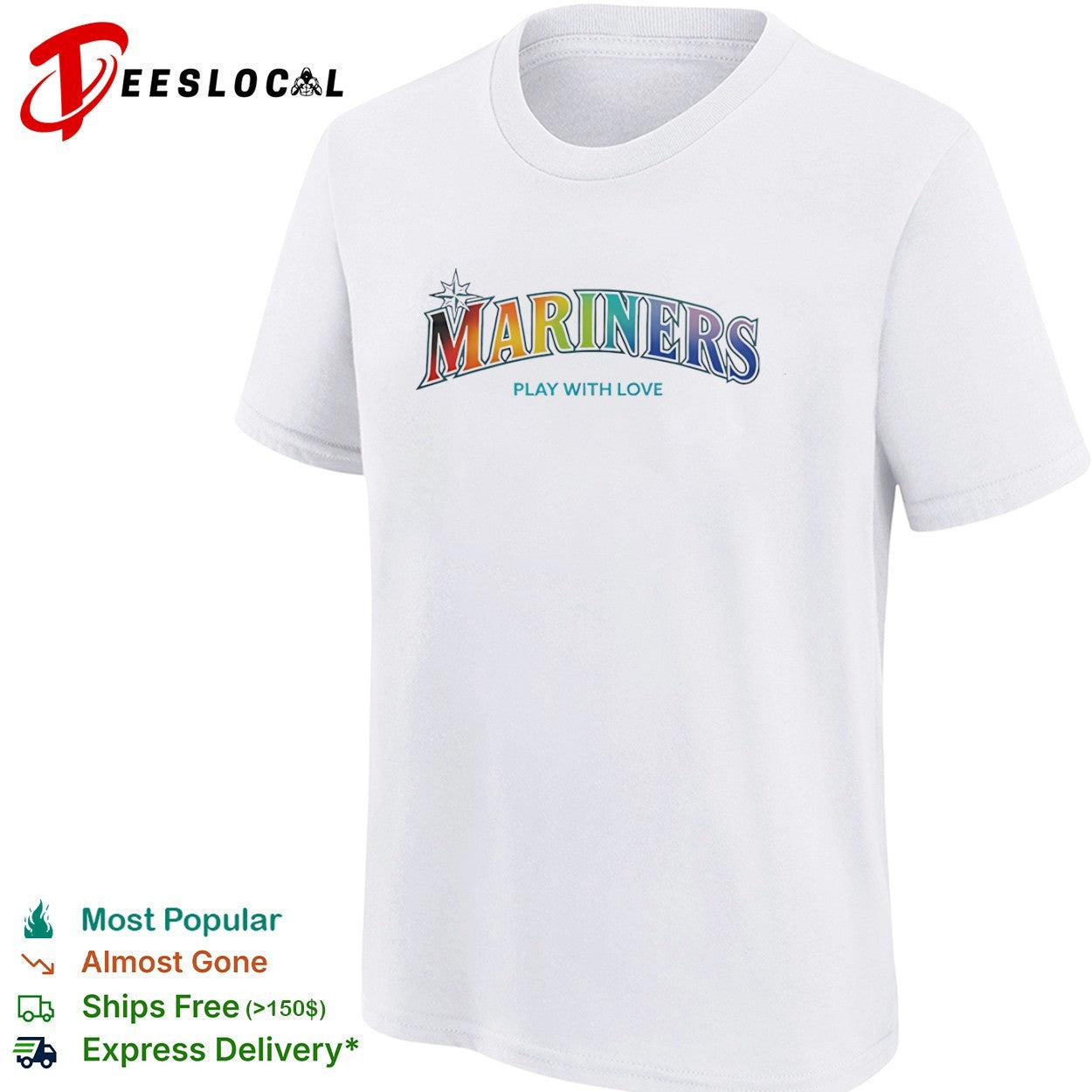Mariners Play with Love Seattle Mariners MLB Baseball Rainbow Shirt