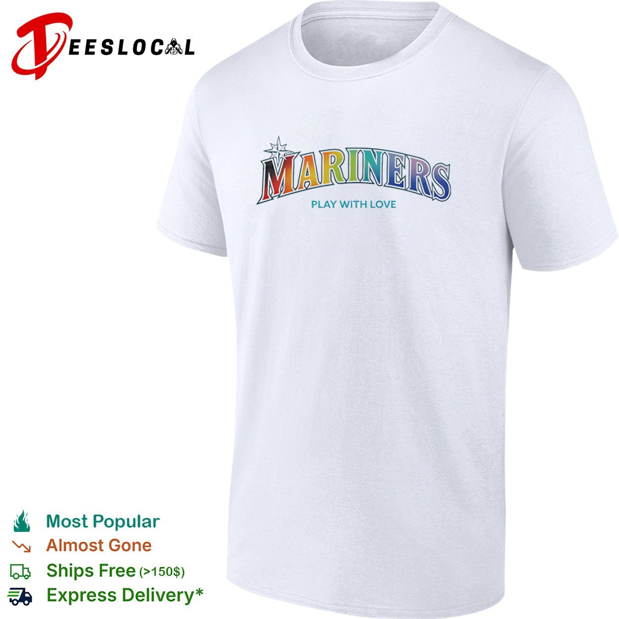 Mariners Play with Love Seattle Mariners MLB Baseball Rainbow Shirt