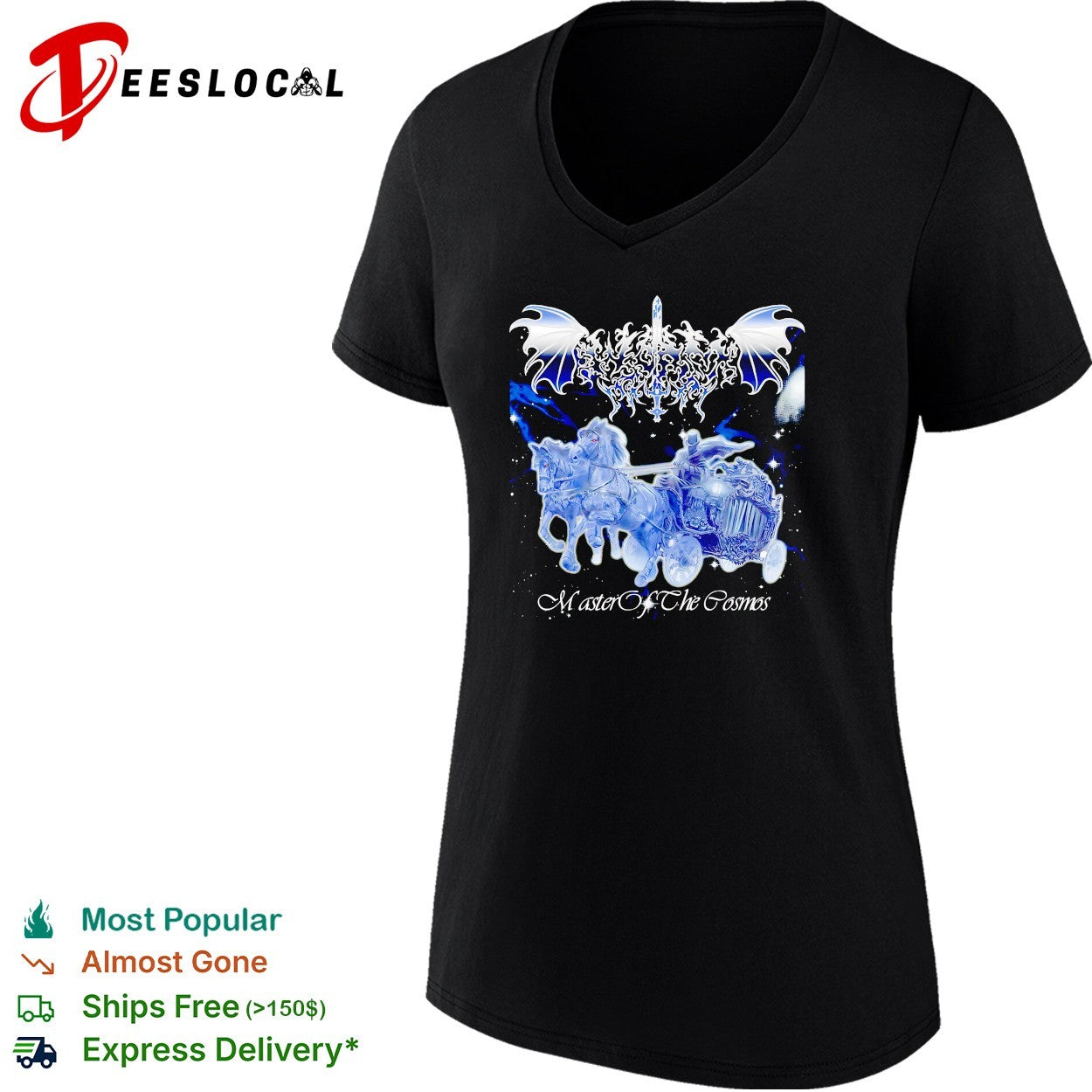 Master of the cosmos ghost chariot horse bat wings metal band shirt