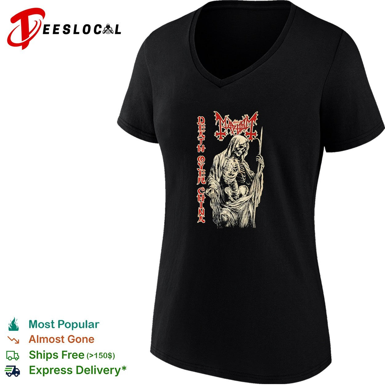 Mayhem death over china grim reaper band shirt
